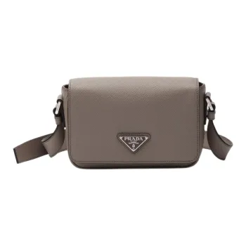 PRADA Saffiano Leather Crossbody Bag Shoulder Bag Men's Mud Gray