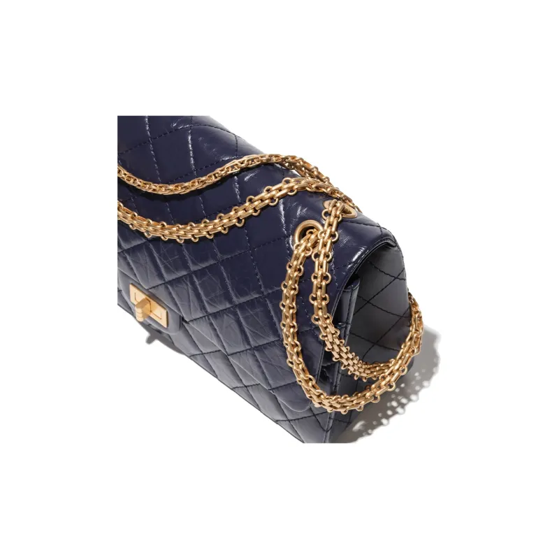CHANEL Vintage Calfskin Gold Metal Shoulder Bag, Crossbody Bag Tubas Women's Marine Blue-3