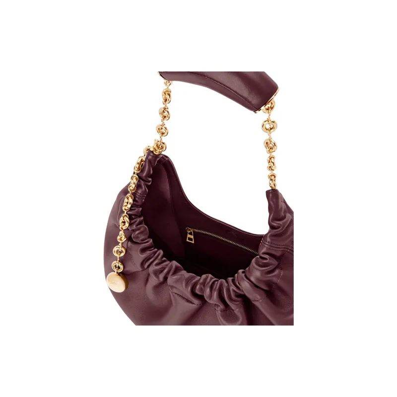 LOEWE Nappa Sheep Leather Handbag Small Size Women's Burgundy-4