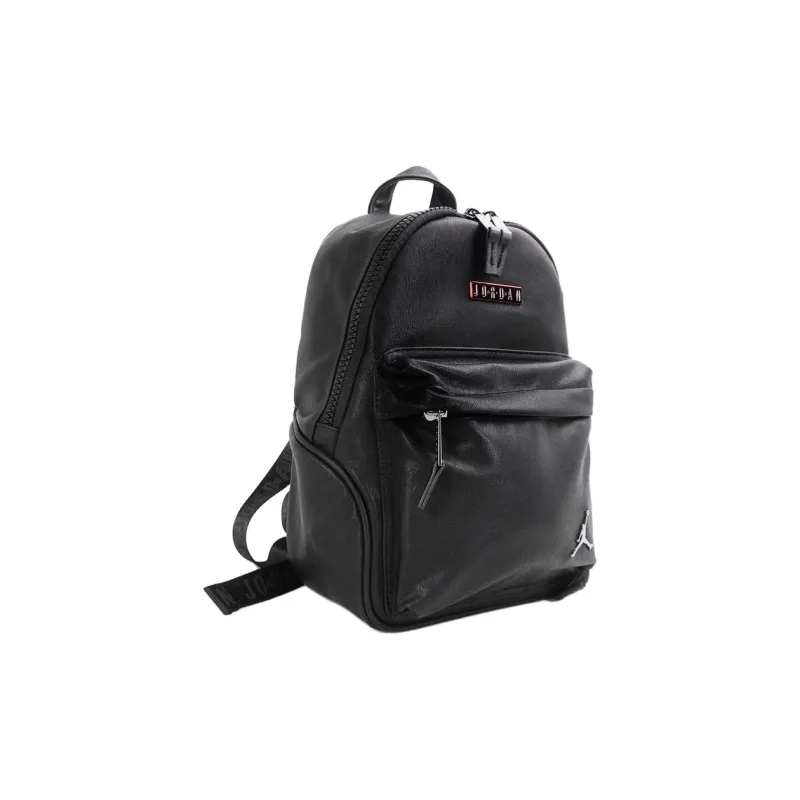 Jordan Leather Backpack Small Size Unisex Pure Black-4
