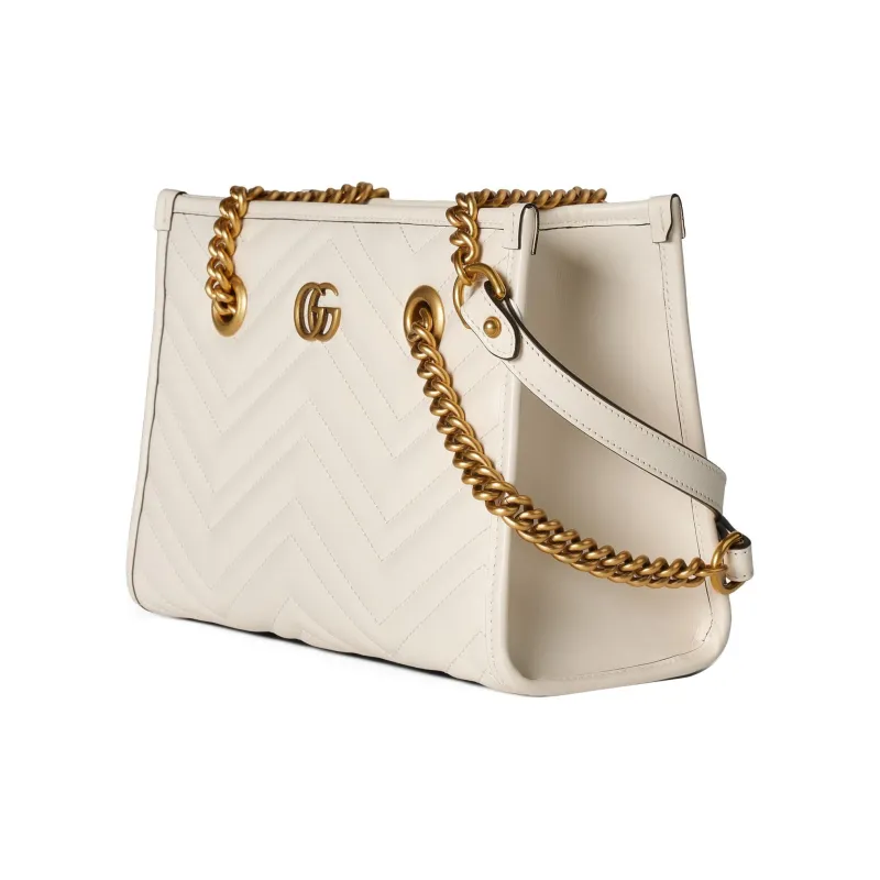 GUCCI GG Marmont Leather Tote Bag Shopping Bag Portable Crossbody Bag Shoulder Bag Small Size Women's White-1