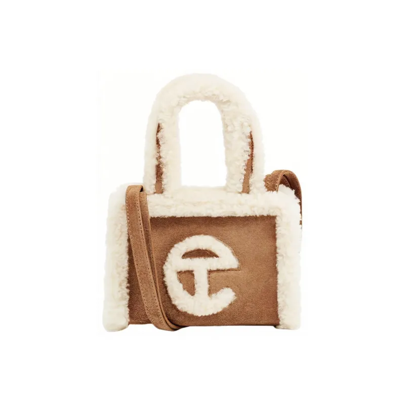 UGG Shearling Tote Bag, Shopping Bag, One Shoulder Handbag, Crossbody Bag Trumpets Women's Chestnut-0