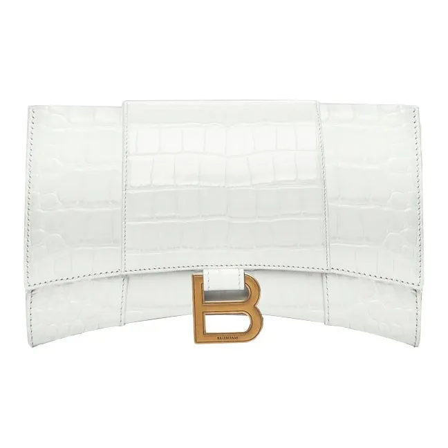 Balenciaga Hourglass Cow Leather Hourglass Bag, Shoulder Bag Women's White-0