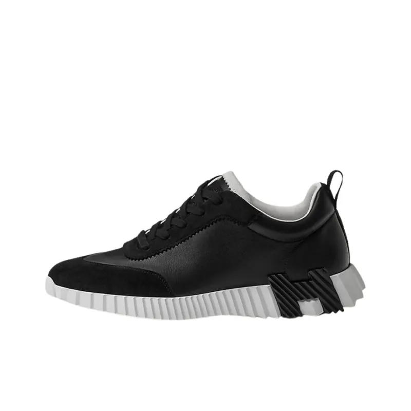 HERMES Bouncing Abrasion Resistant Low Top Casual Shoes Men's Black-0
