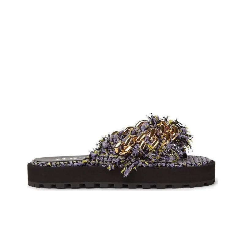 VERSACE Chain Embellished Platform Sandal Black Multicolor Women's-1