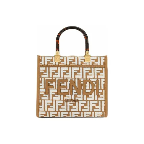 FENDI Raffia With Leather Shoulder Bag Crossbody Bag Handbag Regular Women's Brown/White