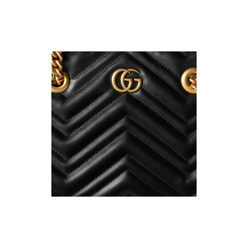 GUCCI GG Marmont Leather Tote Bag Shopping Bag Portable Crossbody Bag Shoulder Bag Women's Black-6
