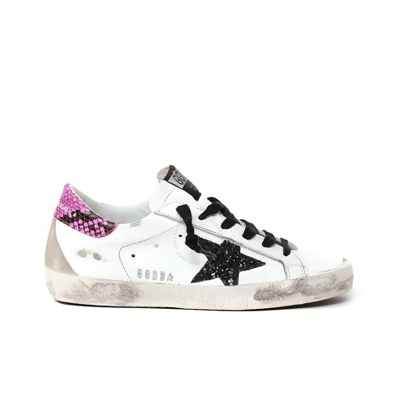 Golden Goose Super Star Low Top Stylish Skateboarding Shoes Women's White Pink Distressed Style-1
