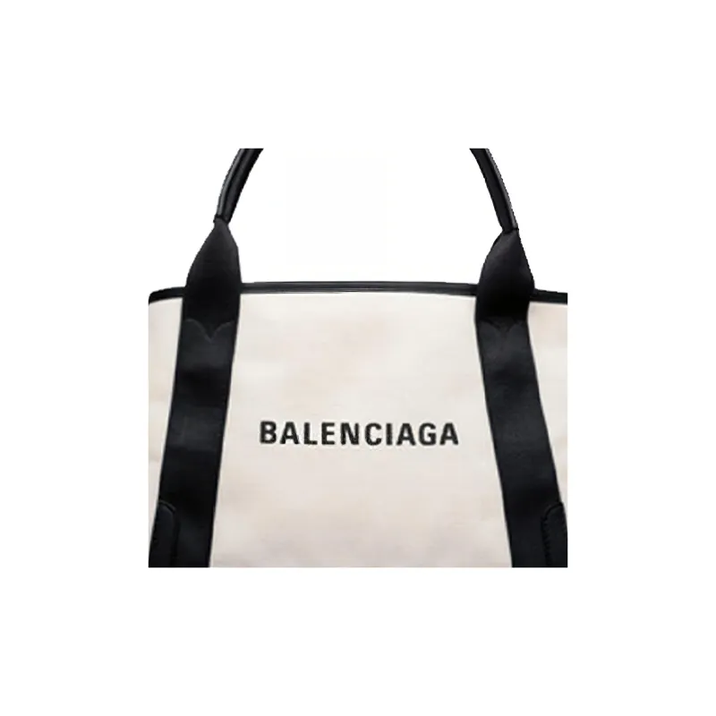 Balenciaga Navy Cow Leather Handbag Trumpets Women's Black White-3