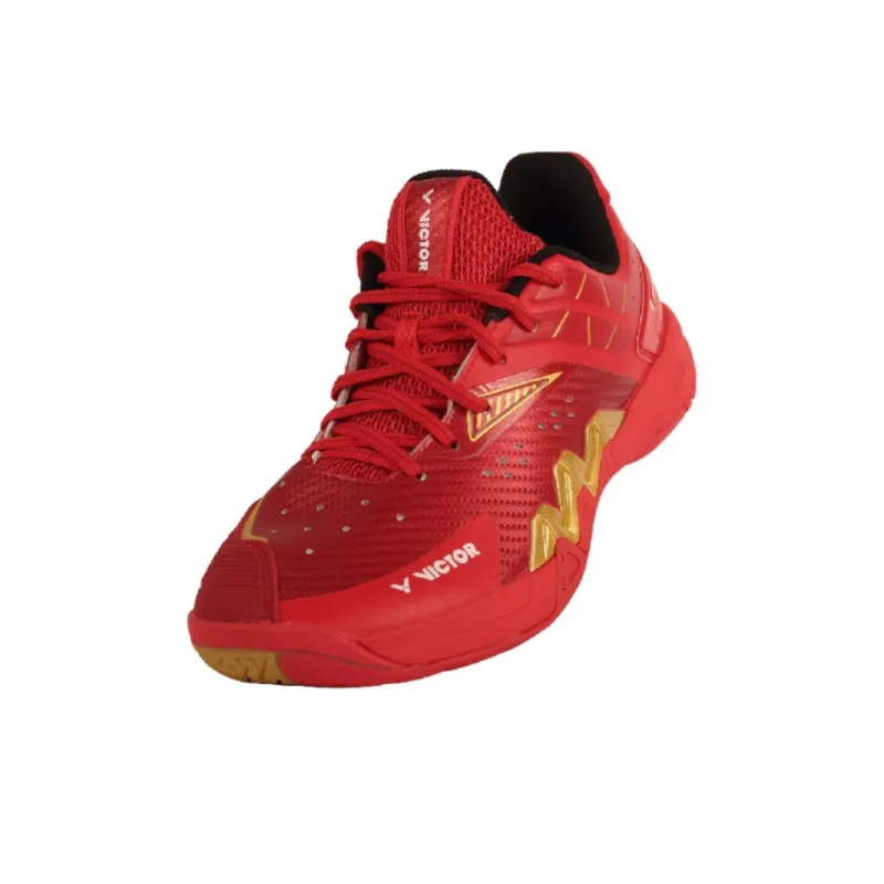 VICTOR Abrasion Resistant Breathable Low Top Badminton Shoes Unisex Red-2