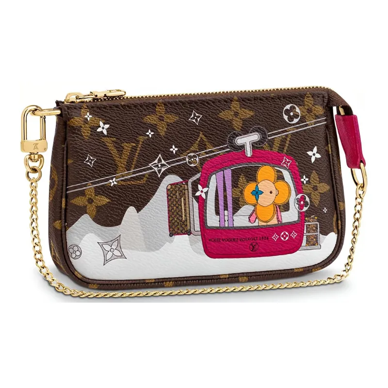 LOUIS VUITTON Mini Pochette Accessoires Monogram Vivienne Courchevel Fuchsia Lining-1