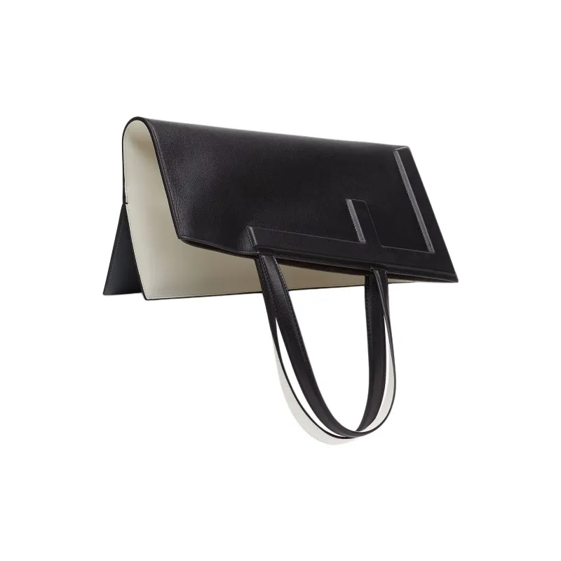 FENDI Calfskin Handbag Large Size Women's ** Black & White-1