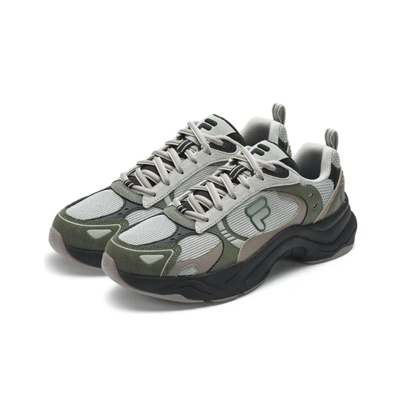 FILA FUSION Unique Wear Resistant Low Top Chunky Sneakers Men's Gray Green-2