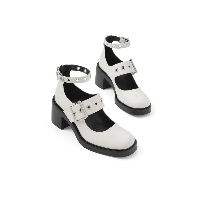 CHARLES&KEITH Small CK Gothic Lolita Style Women's Casual Shoes 6.8cm Women's Black/White-5