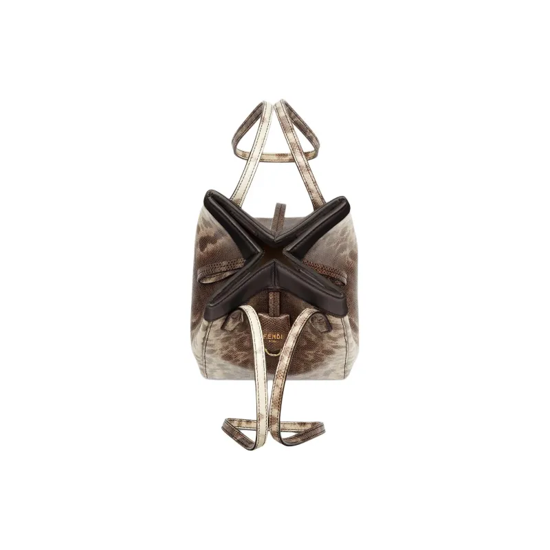 FENDI Calon Leather Bucket Bag Handbag Shoulder Bag Women's Light Umber-3