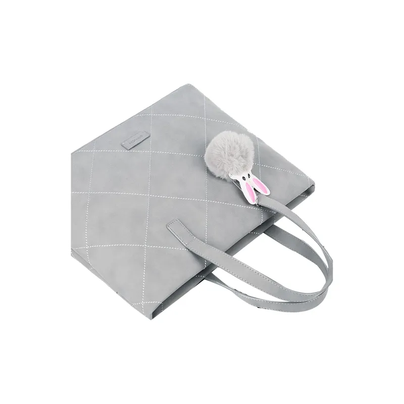 BRINCH PU Portable Laptop Bag Regular Women's Pink & Light Gray & Silver Gray & Beige-7