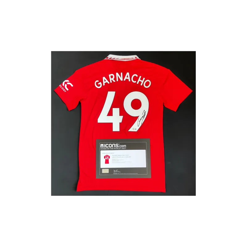 ICONS.com Garnacho Includes Certification Certificate, Framing Not Included Manchester United Soccer Apparel-1