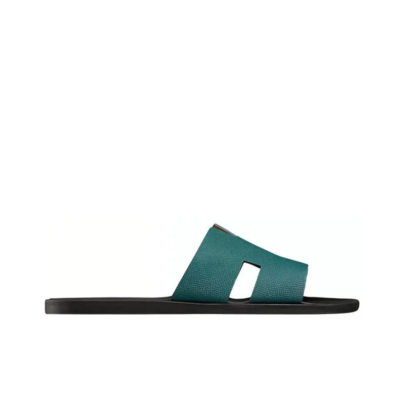 HERMES Epsom Stylish Sandals Men's Aqua Green-1