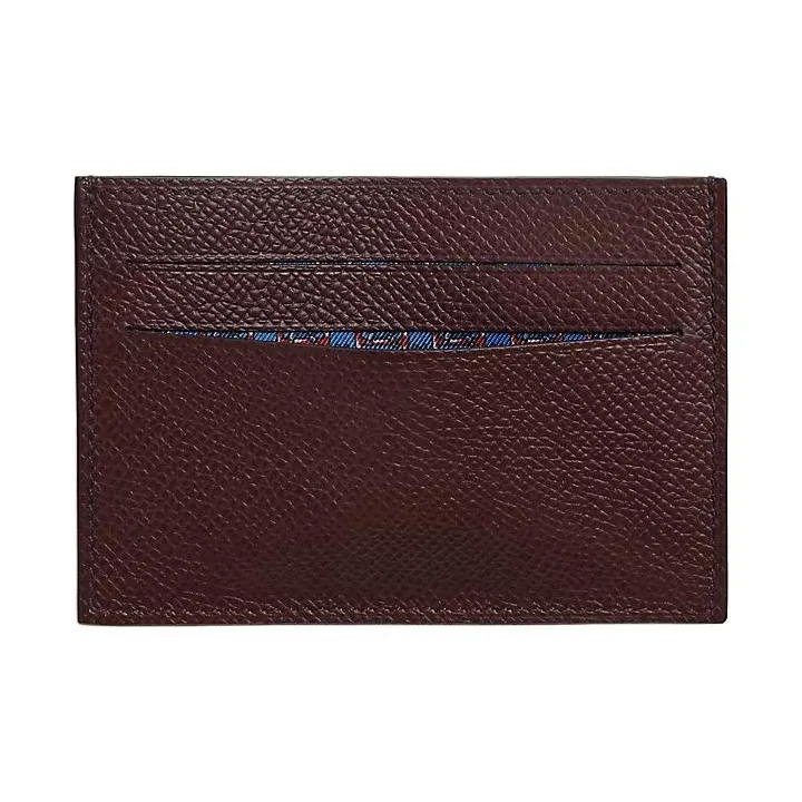 HERMES Citizen Twill Epsom Calfskin Card Holder Men's Celil Red Spelling French Blue Spelling Sapphire-1