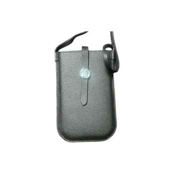 Burberry Grained Leather Cell Phone Pouch Shoulder Bag Crossbody Bag Unisex Gray