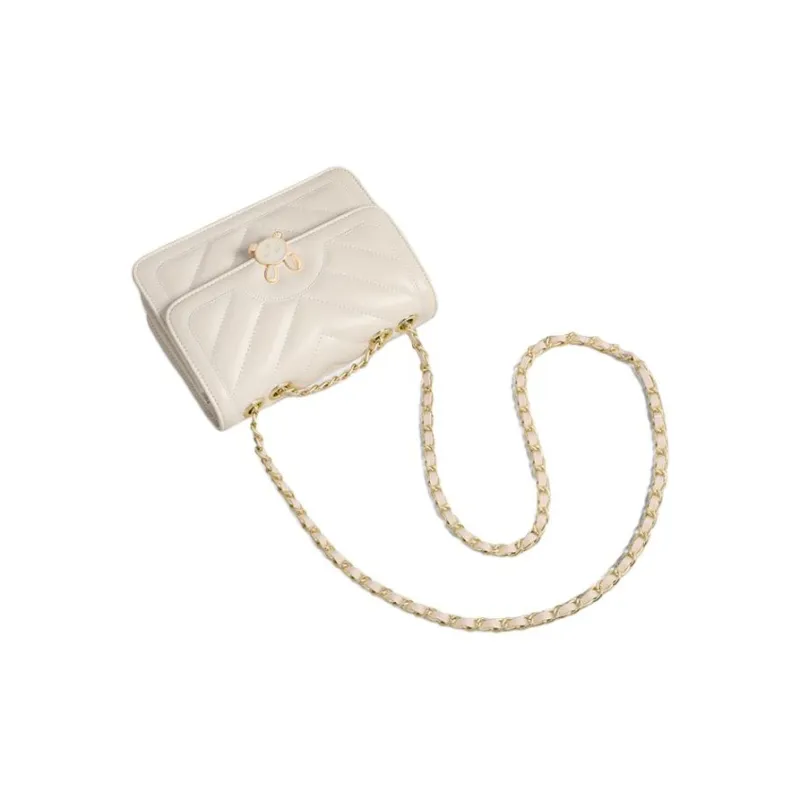 C°BANNER Composite Material Chain Bag, Small Square Bag, Shoulder Bag, Crossbody Bag Regular Women's White-5