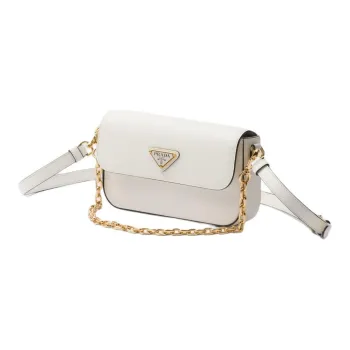 PRADA Saffiano Leather Handbag, Shoulder Bag Mini Women's White