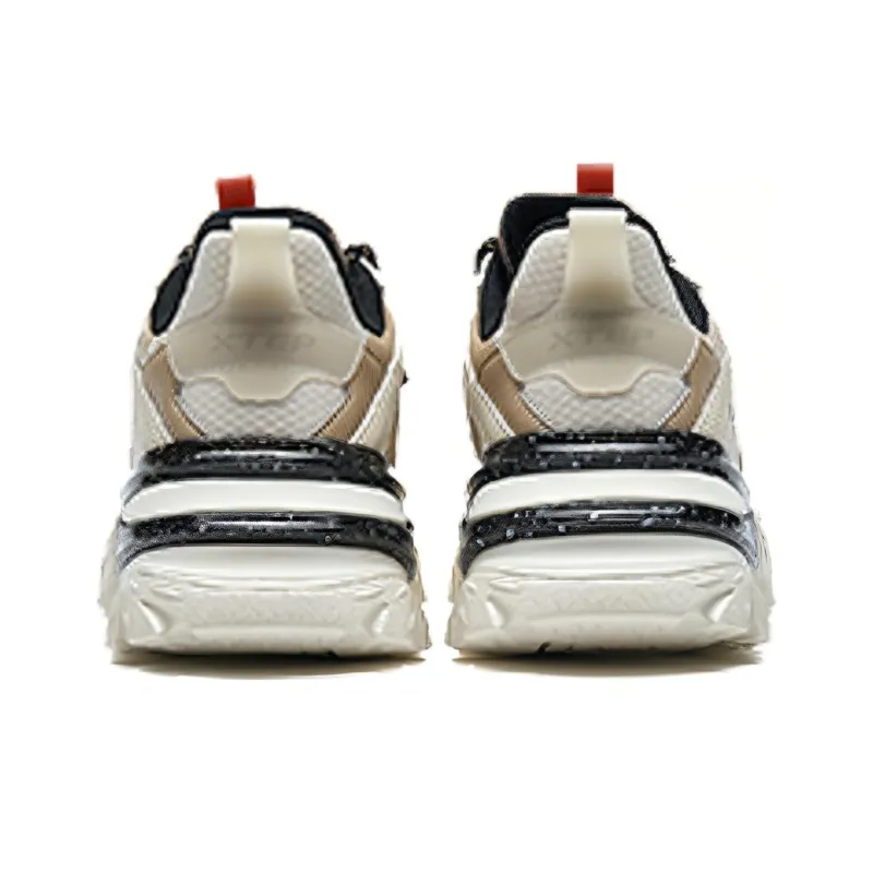 XTEP Cushioning Anti Slip And Wear Resistant Low Top Chunky Sneakers Men's Beige Khaki-3