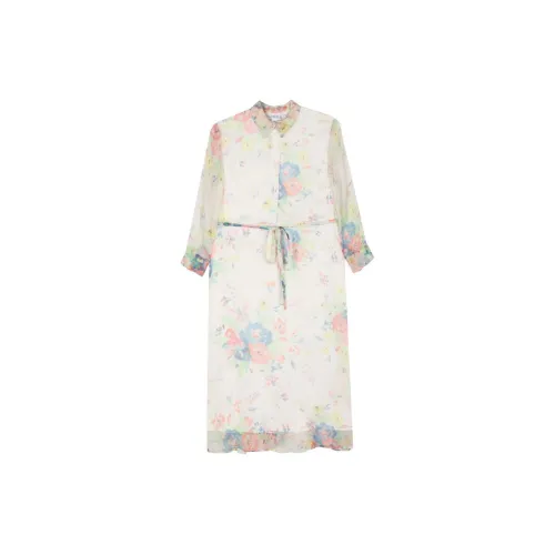 ASPESI Silk Floral Midi Dress