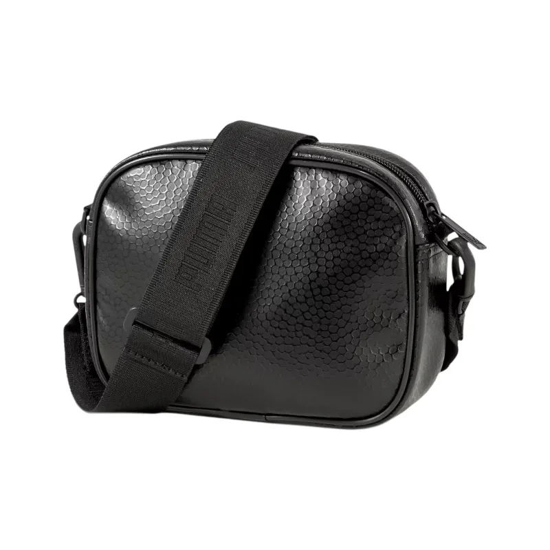 PUMA Leather Crossbody Bag, Shoulder Bag Regular Unisex Pure Black Gold-4