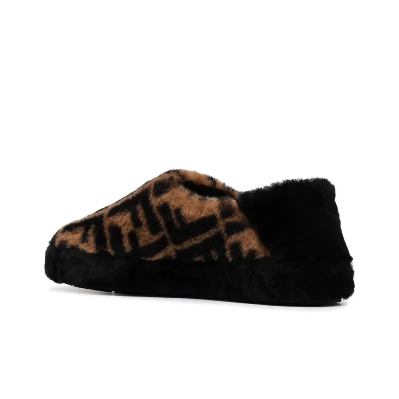 FENDI Shearling Slipper 'FF Logo - Brown'-3