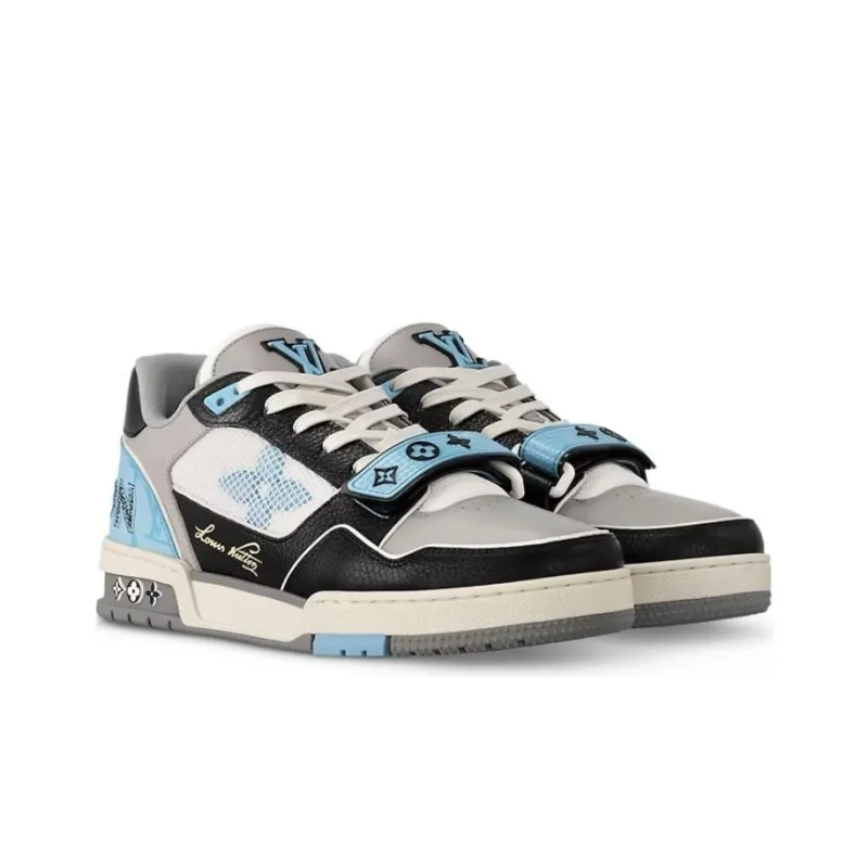 LOUIS VUITTON Lv Trainer Sneakers 'Blue Monogram Black Grey'-2