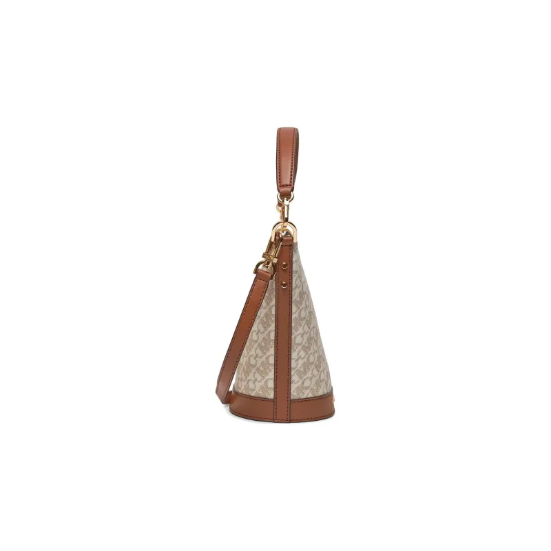 MICHAEL KORS Coated Canvas Bucket Bag, Handbag, Shoulder Bag, Crossbody Bag Trumpets Women's White & Acorn Brown-2