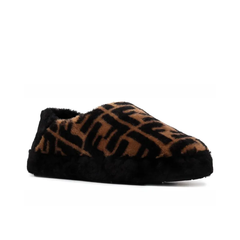 FENDI Shearling Slipper 'FF Logo - Brown'-2