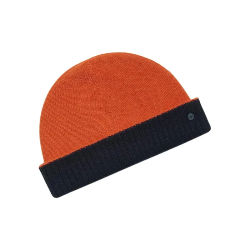 HERMES Cashmere Rubber Beanies Men's Orange/Blue-1