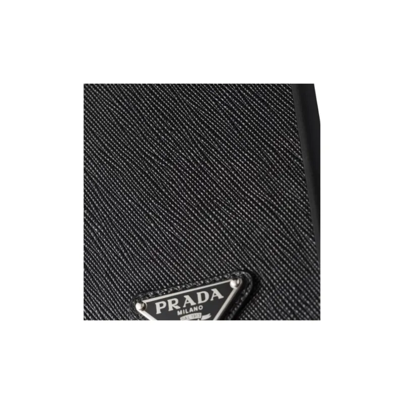 PRADA Saffiano Leather IPhone 15 Pro Max Case And Bag Accessory Men's Black-2