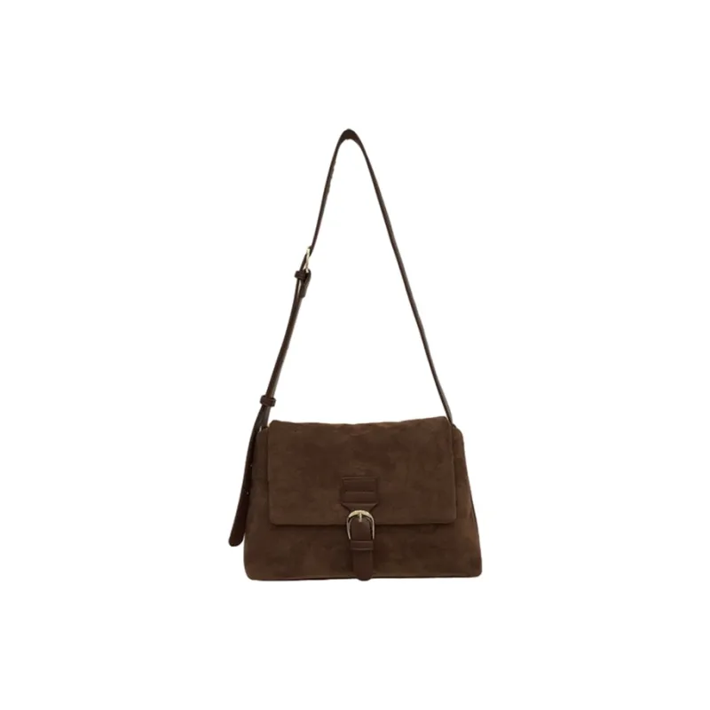 Jade En Plus Velour Shoulder Bag Messenger Bag Women's Mocha/Coffee/Black-5
