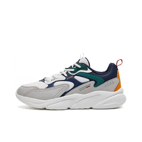 XTEP Lightning Cushioning Anti Slip And Wear Resistant Low Top Chunky Sneakers Men's Gray White Blue