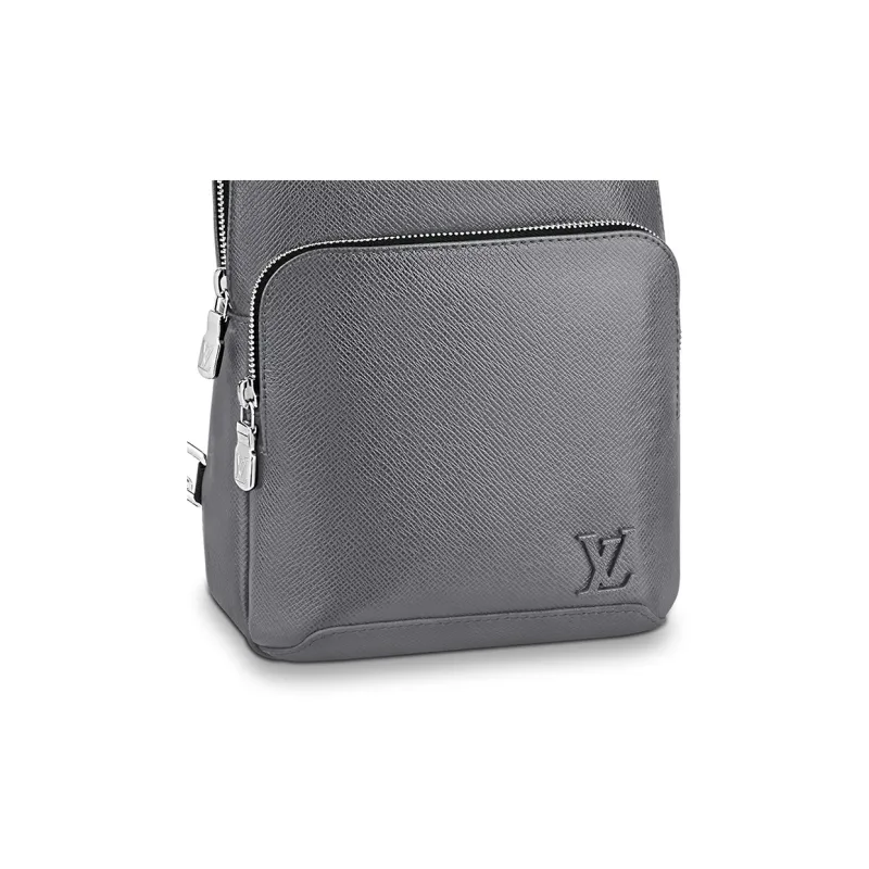 LOUIS VUITTON Avenue Taiga Cow Leather Sling Bag Crossbody Bag Shoulder Bag Men's Gray-4