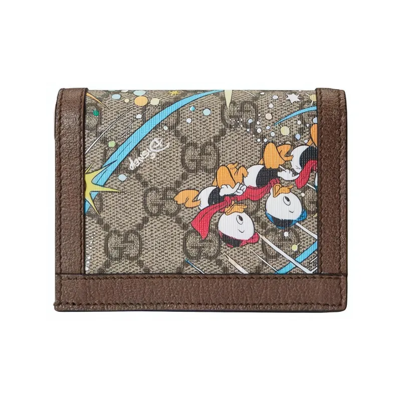 GUCCI Disney Collaboration Canvas With Leather Card Holder Women's Beige/Ebony-1