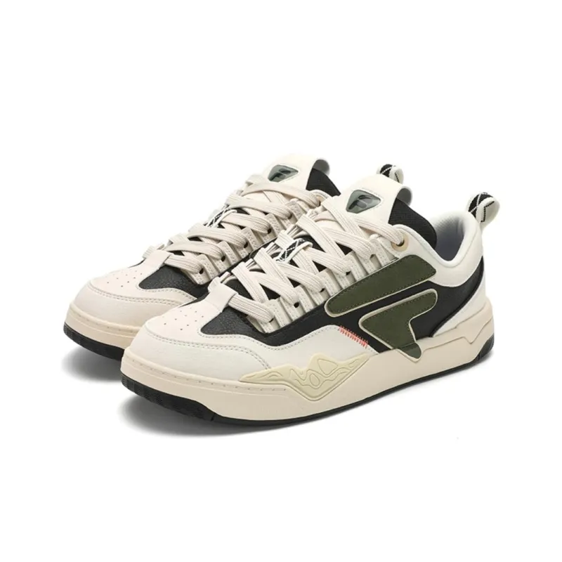 FILA FUSION Nollie Impact Resistant Quick Drying Wear Resistant Low Top Skateboard Shoes Men's White-3