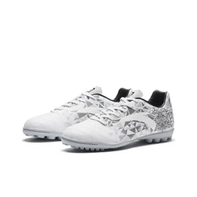 Anta TF Turf Artificial Ground Anti Slip Wear Resistant Soccer Shoes Men's White Gray-1