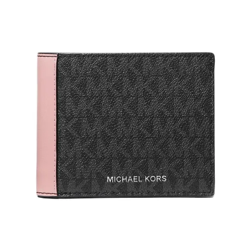 MICHAEL KORS Coated Canvas Wallet Men's Black & Pink