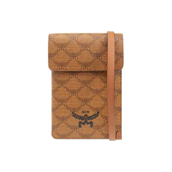 MCM Canvas With Leather Shoulder Bag, Crossbody Bag Mini Women's Cognac