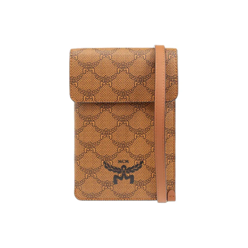 MCM Canvas With Leather Shoulder Bag, Crossbody Bag Mini Women's Cognac-0
