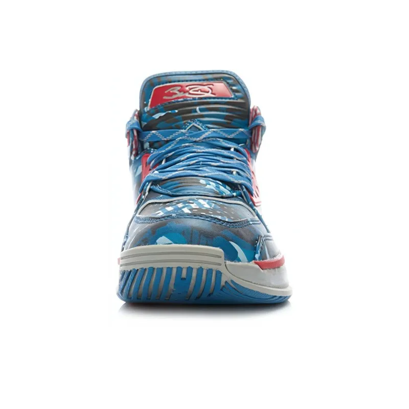 LiNing WOW 2 Cushioned Slip Resistant Mid Top Basketball Shoes Men's Blue Camouflage-3