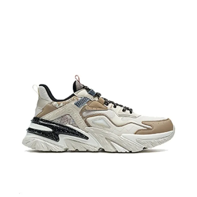 XTEP Cushioning Anti Slip And Wear Resistant Low Top Chunky Sneakers Men's Beige Khaki-1