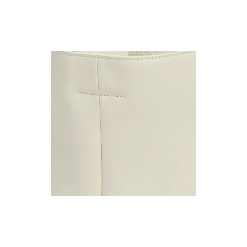JIL SANDER Cannolo Leather Tote Bag, Shopping Bag, Shoulder Bag, Crossbody Bag, Handbag Women's White-4