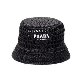 PRADA Logo Detailed Interwoven Bucket Hat
