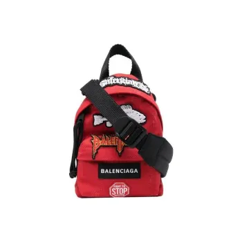 Balenciaga Polyester Backpack Regular Men's Red & Black