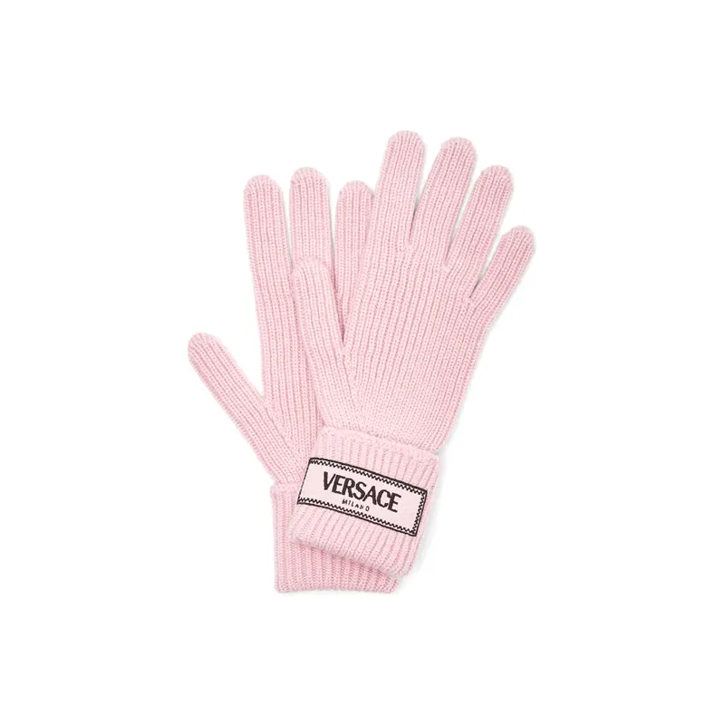 VERSACE Logo appliqué Wool Gloves-0
